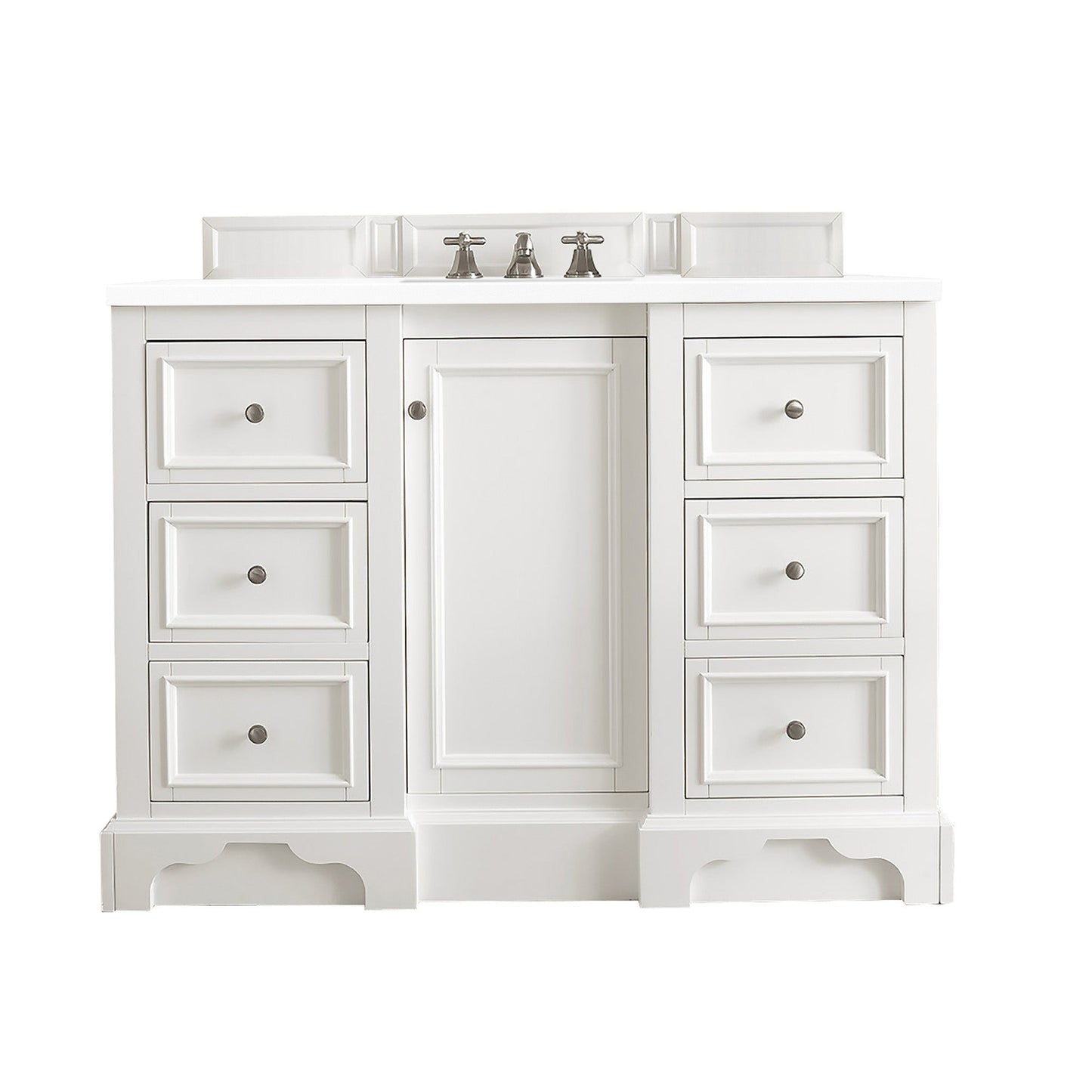 James Martin Vanities De Soto 48" Bright White Single Vanity With 3cm White Zeus Quartz Top