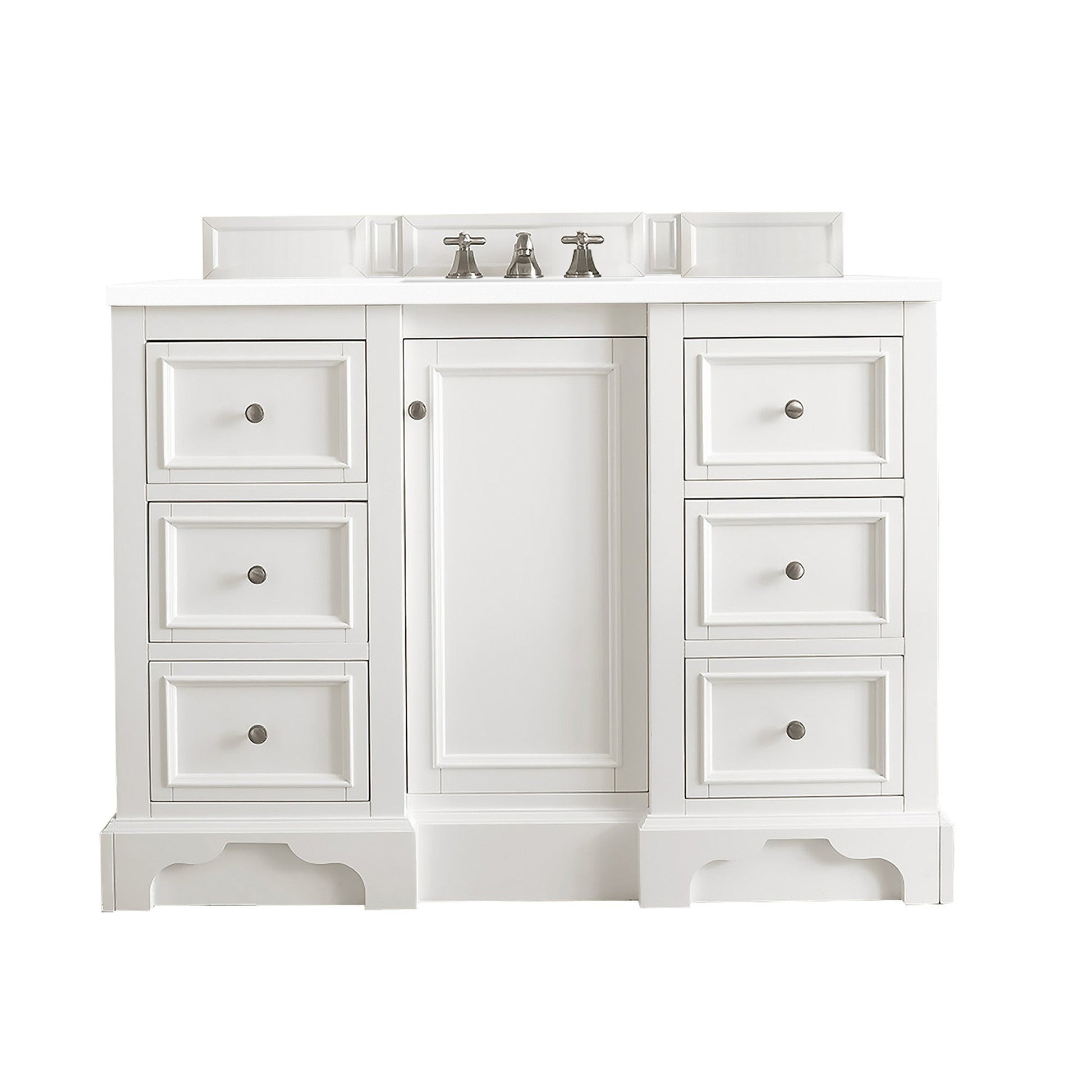 James Martin Vanities De Soto 48" Bright White Single Vanity With 3cm White Zeus Quartz Top