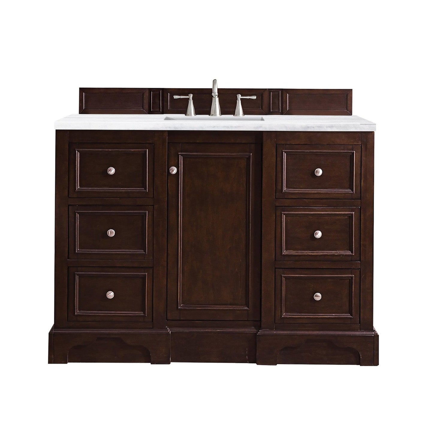 James Martin Vanities De Soto 48" Burnished Mahogany Single Vanity With 3cm Arctic Fall Solid Surface Top
