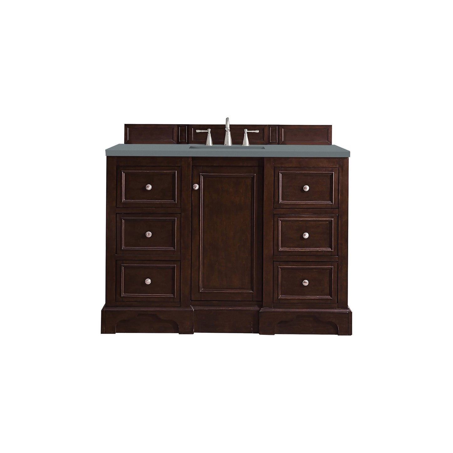 James Martin Vanities De Soto 48" Burnished Mahogany Single Vanity With 3cm Cala Blue Quartz Top