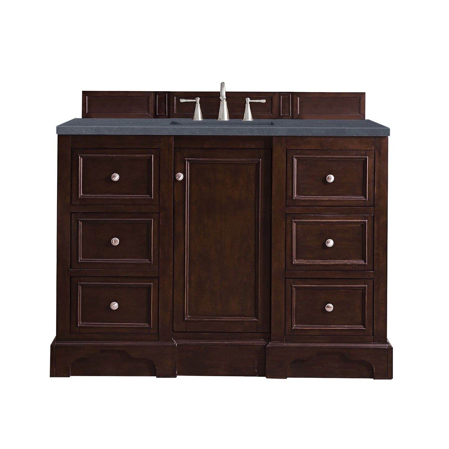 James Martin Vanities De Soto 48" Burnished Mahogany Single Vanity With 3cm Charcoal Soapstone Quartz Top