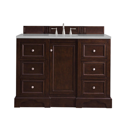 James Martin Vanities De Soto 48" Burnished Mahogany Single Vanity With 3cm Eternal Serena Quartz Top