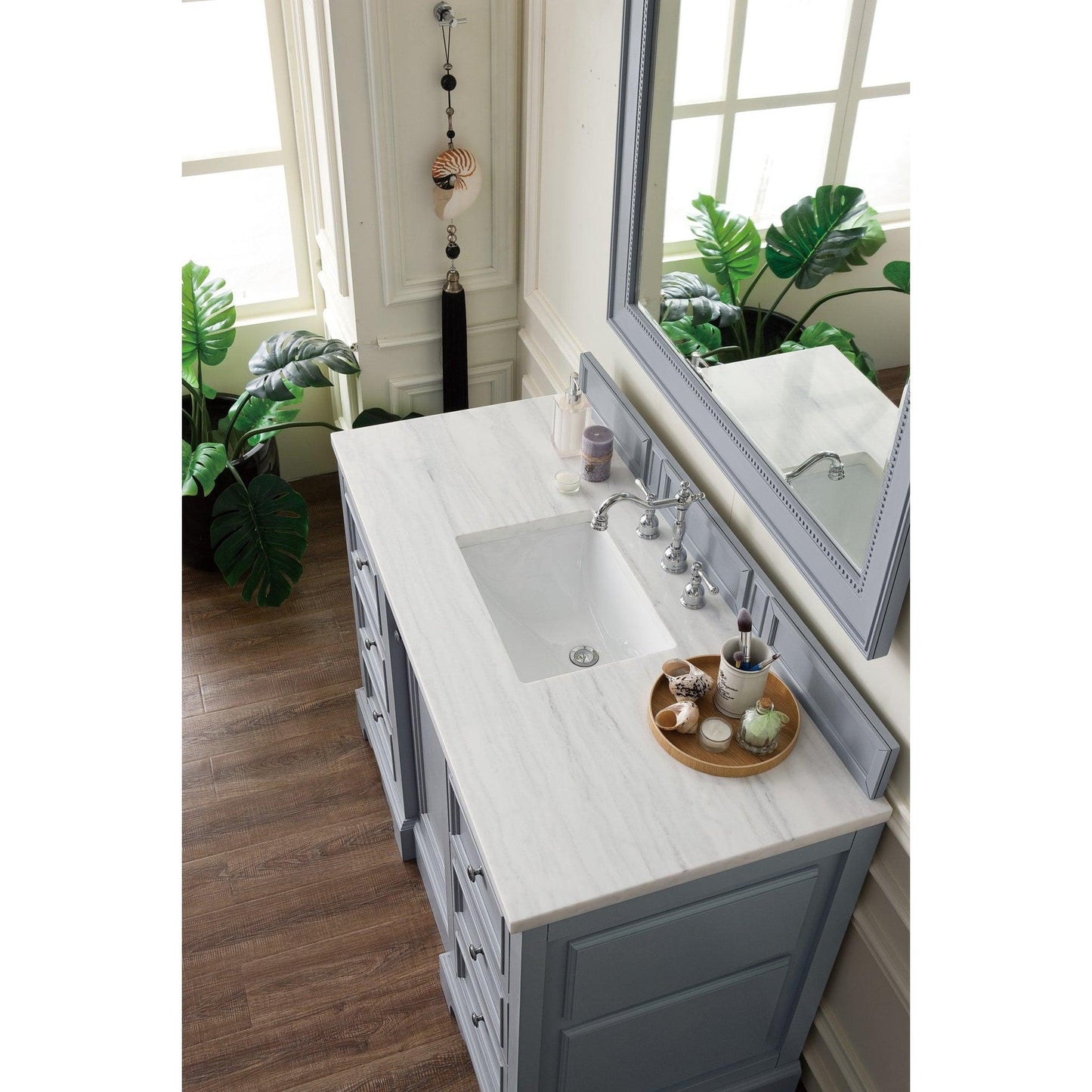 James Martin Vanities De Soto 48" Silver Gray Single Vanity With 3cm Arctic Fall Solid Surface Top