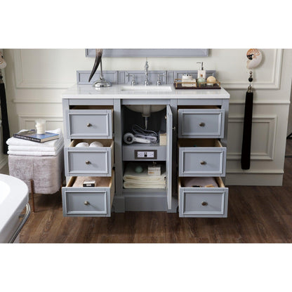 James Martin Vanities De Soto 48" Silver Gray Single Vanity With 3cm Arctic Fall Solid Surface Top