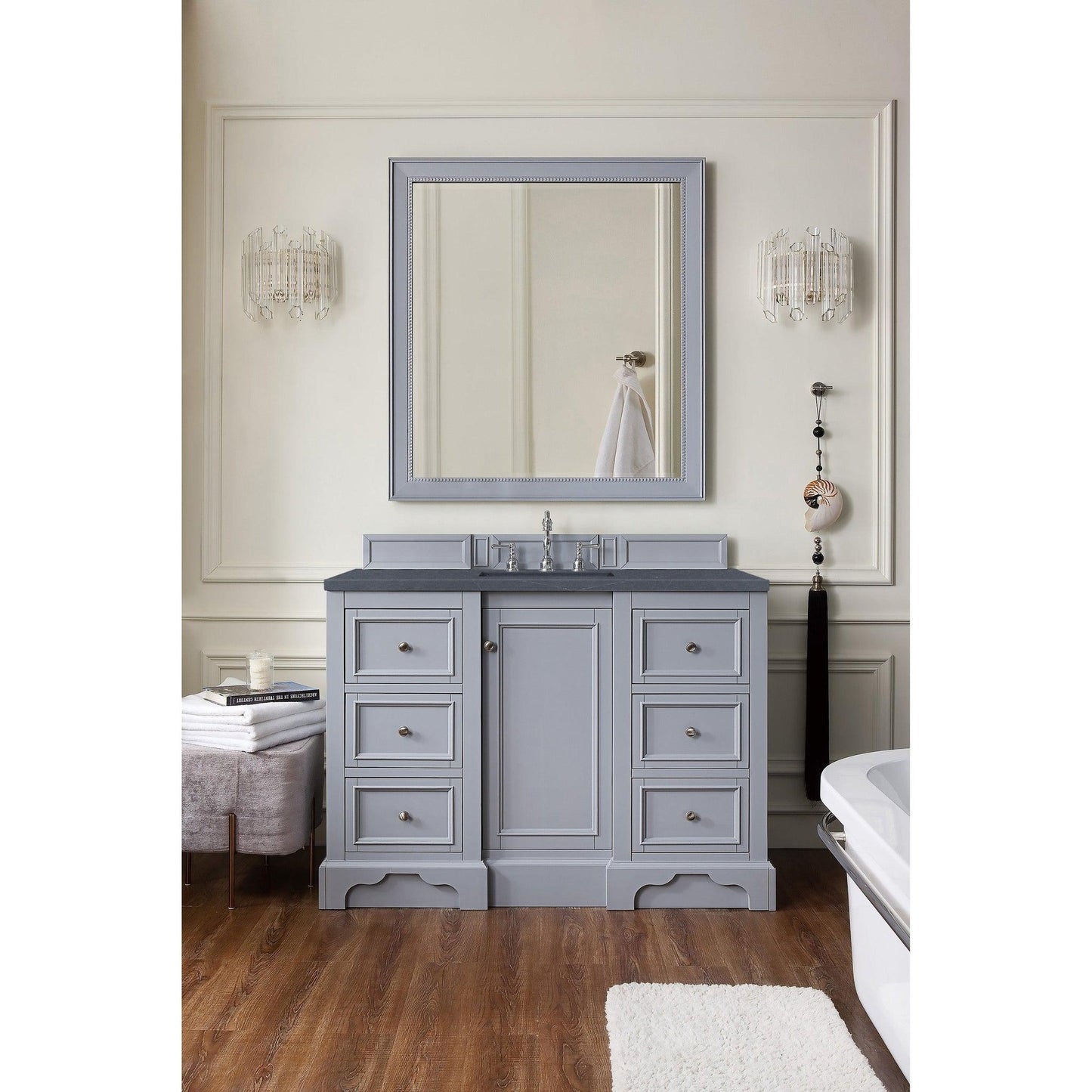 James Martin Vanities De Soto 48" Silver Gray Single Vanity With 3cm Charcoal Soapstone Quartz Top