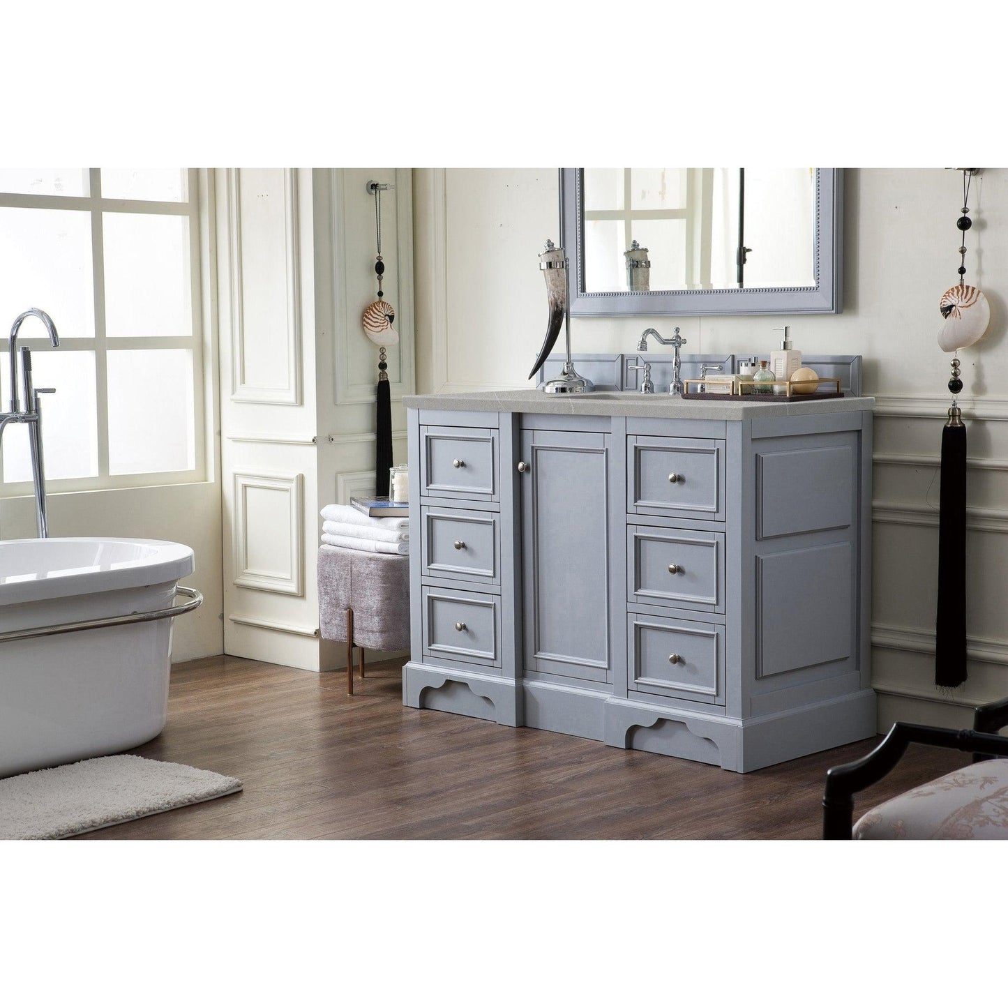 James Martin Vanities De Soto 48" Silver Gray Single Vanity With 3cm Eternal Serena Quartz Top