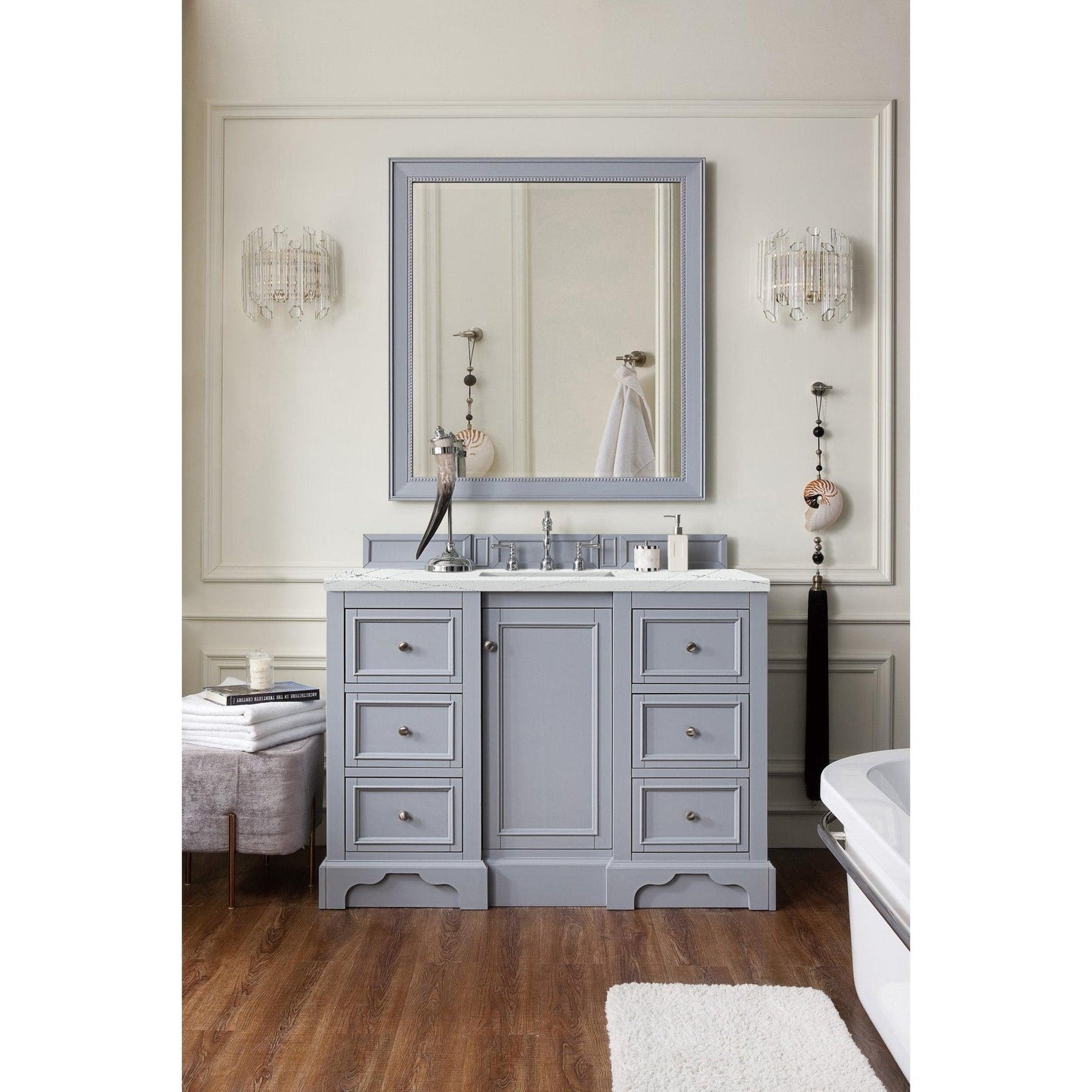 James Martin Vanities De Soto 48" Silver Gray Single Vanity With 3cm Ethereal Noctis Quartz Top