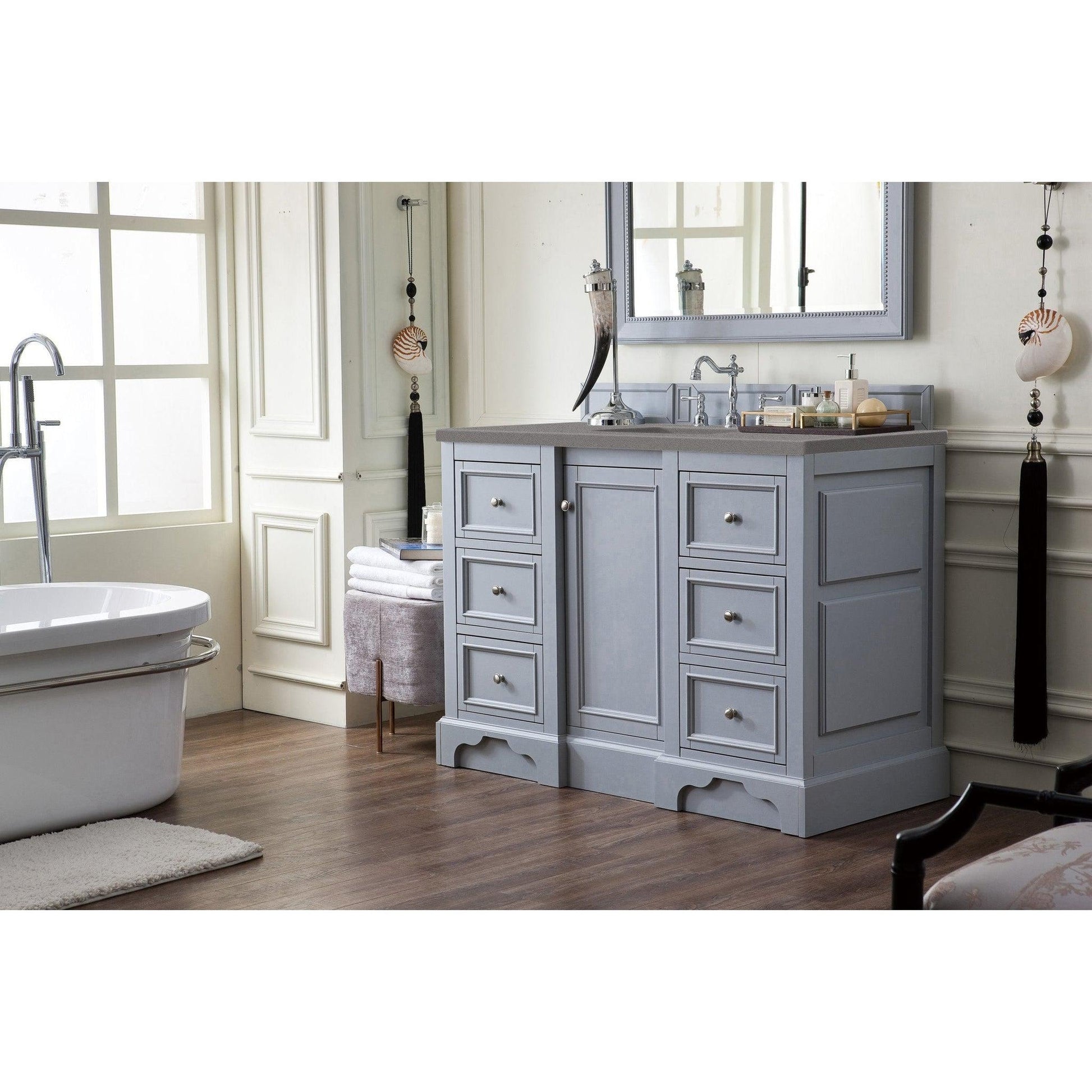 James Martin Vanities De Soto 48" Silver Gray Single Vanity With 3cm Grey Expo Quartz Top