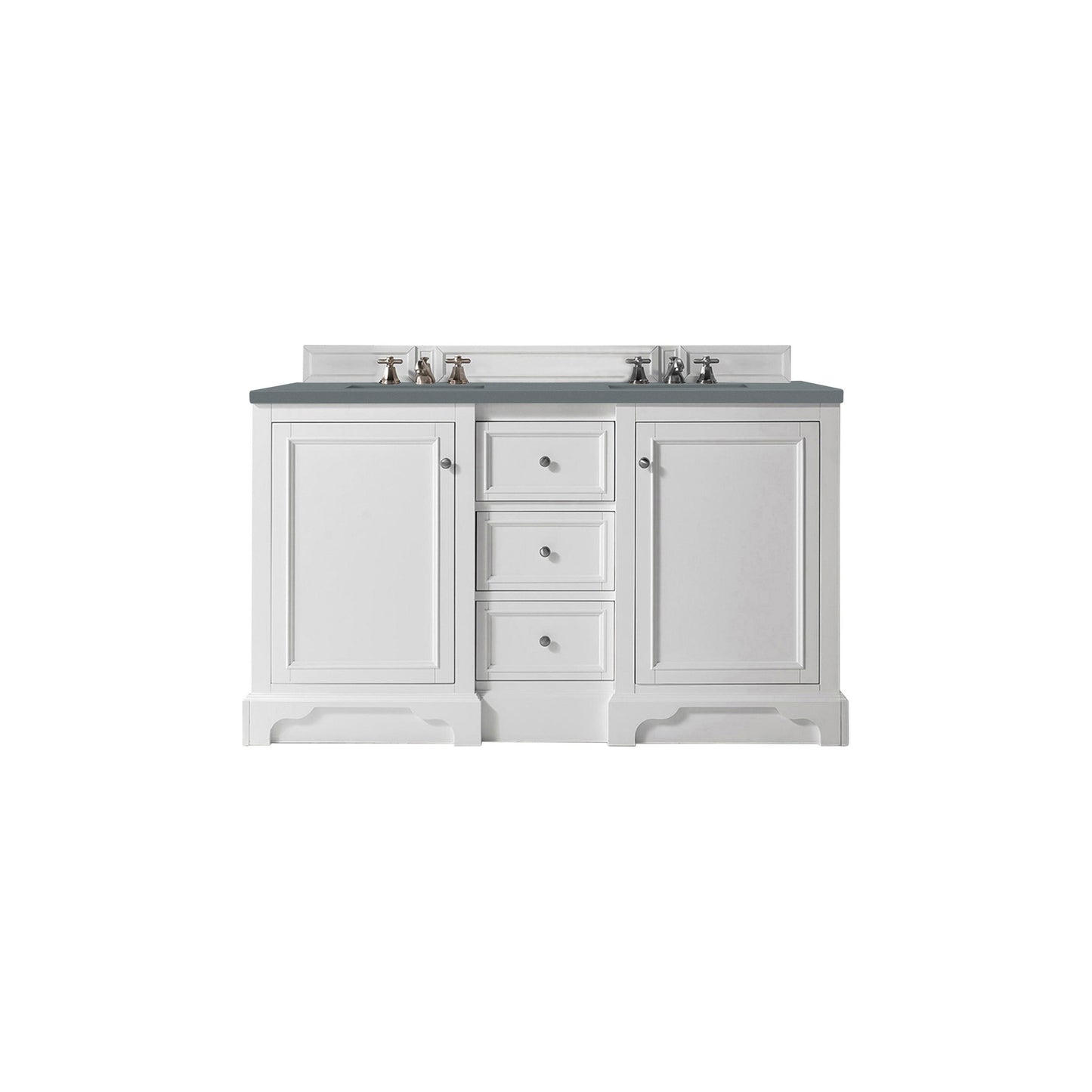 James Martin Vanities De Soto 60" Bright White Double Vanity With 3cm Cala Blue Quartz Top