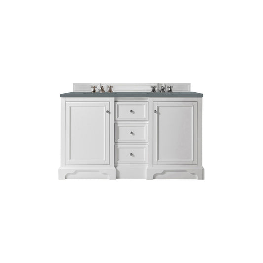 James Martin Vanities De Soto 60" Bright White Double Vanity With 3cm Cala Blue Quartz Top