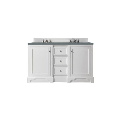 James Martin Vanities De Soto 60" Bright White Double Vanity With 3cm Charcoal Soapstone Quartz Top