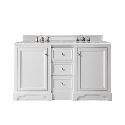 James Martin Vanities De Soto 60" Bright White Double Vanity With 3cm Eternal Serena Quartz Top