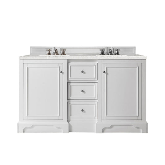 James Martin Vanities De Soto 60" Bright White Double Vanity With 3cm Eternal Serena Quartz Top