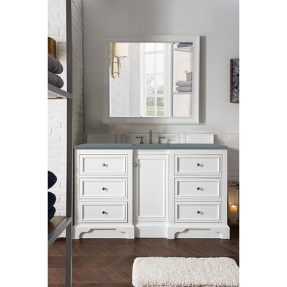 James Martin Vanities De Soto 60" Bright White Single Vanity With 3cm Cala Blue Quartz Top