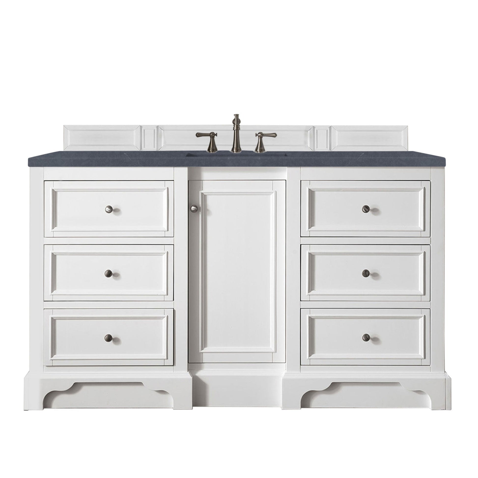 James Martin Vanities De Soto 60" Bright White Single Vanity With 3cm Charcoal Soapstone Quartz Top