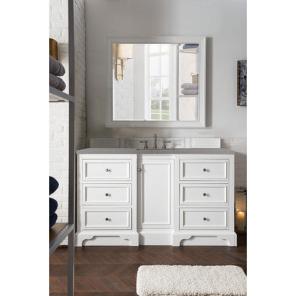 James Martin Vanities De Soto 60" Bright White Single Vanity With 3cm Grey Expo Quartz Top