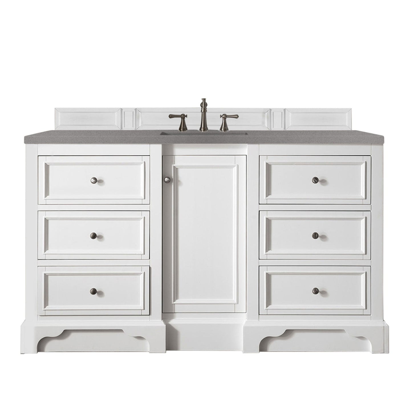 James Martin Vanities De Soto 60" Bright White Single Vanity With 3cm Grey Expo Quartz Top