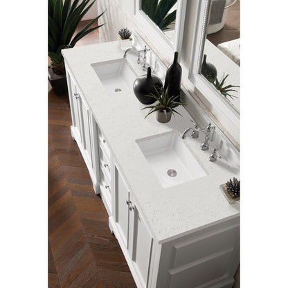 James Martin Vanities De Soto 72" Bright White Double Vanity With 3 cm Lime Delight Quartz Top