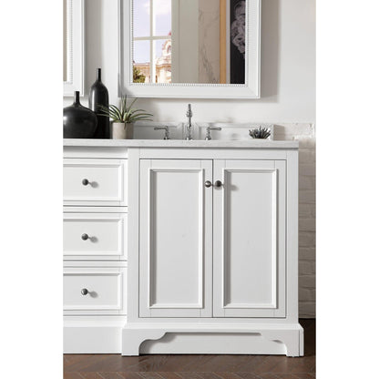 James Martin Vanities De Soto 72" Bright White Double Vanity With 3cm Arctic Fall Solid Surface Top