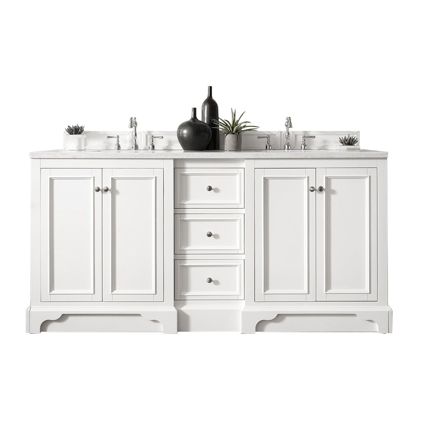 James Martin Vanities De Soto 72" Bright White Double Vanity With 3cm Arctic Fall Solid Surface Top