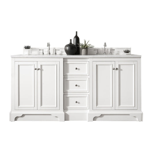 James Martin Vanities De Soto 72" Bright White Double Vanity With 3cm Arctic Fall Solid Surface Top