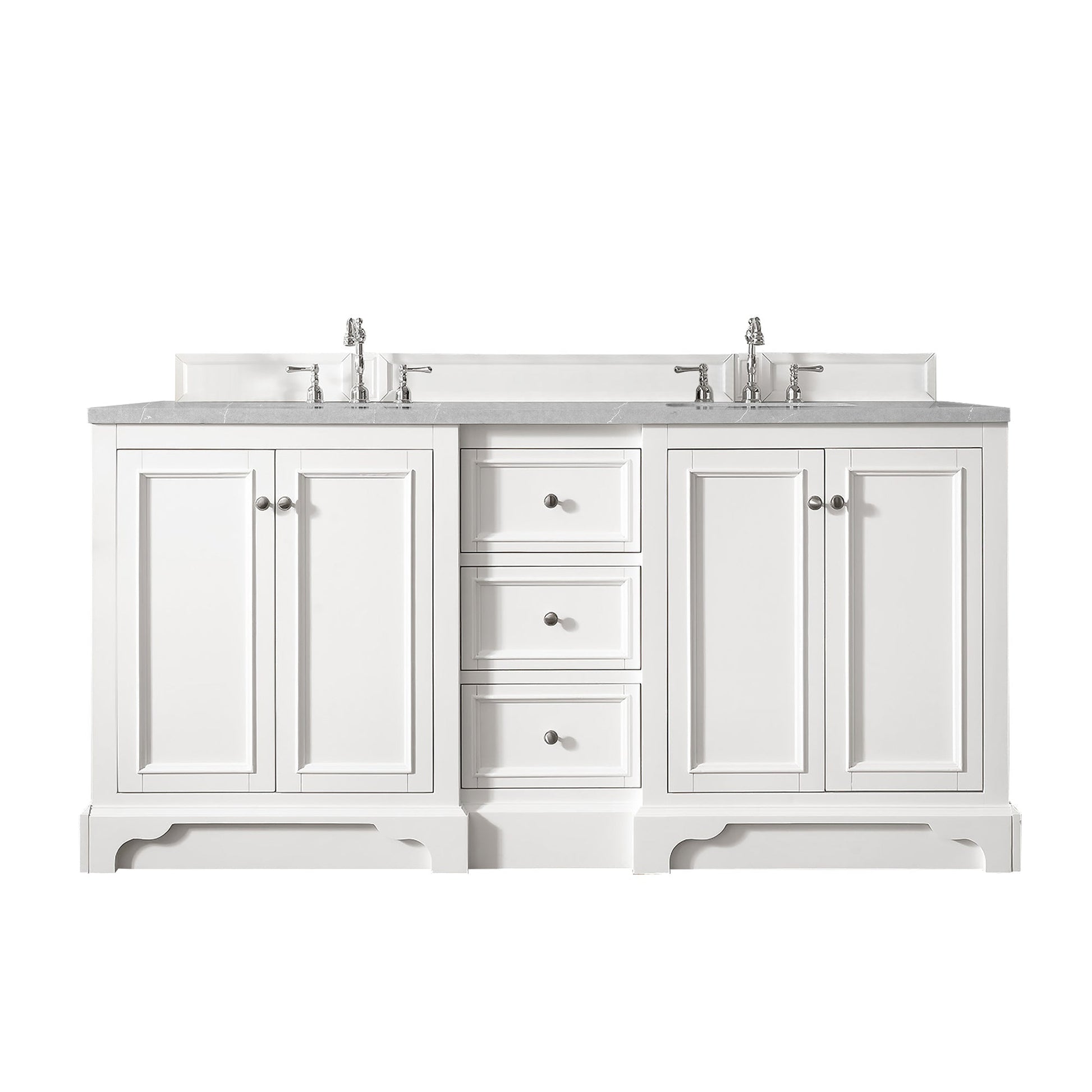 James Martin Vanities De Soto 72" Bright White Double Vanity With 3cm Eternal Serena Quartz Top