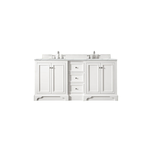 James Martin Vanities De Soto 72" Bright White Double Vanity With 3cm Ethereal Noctis Quartz Top