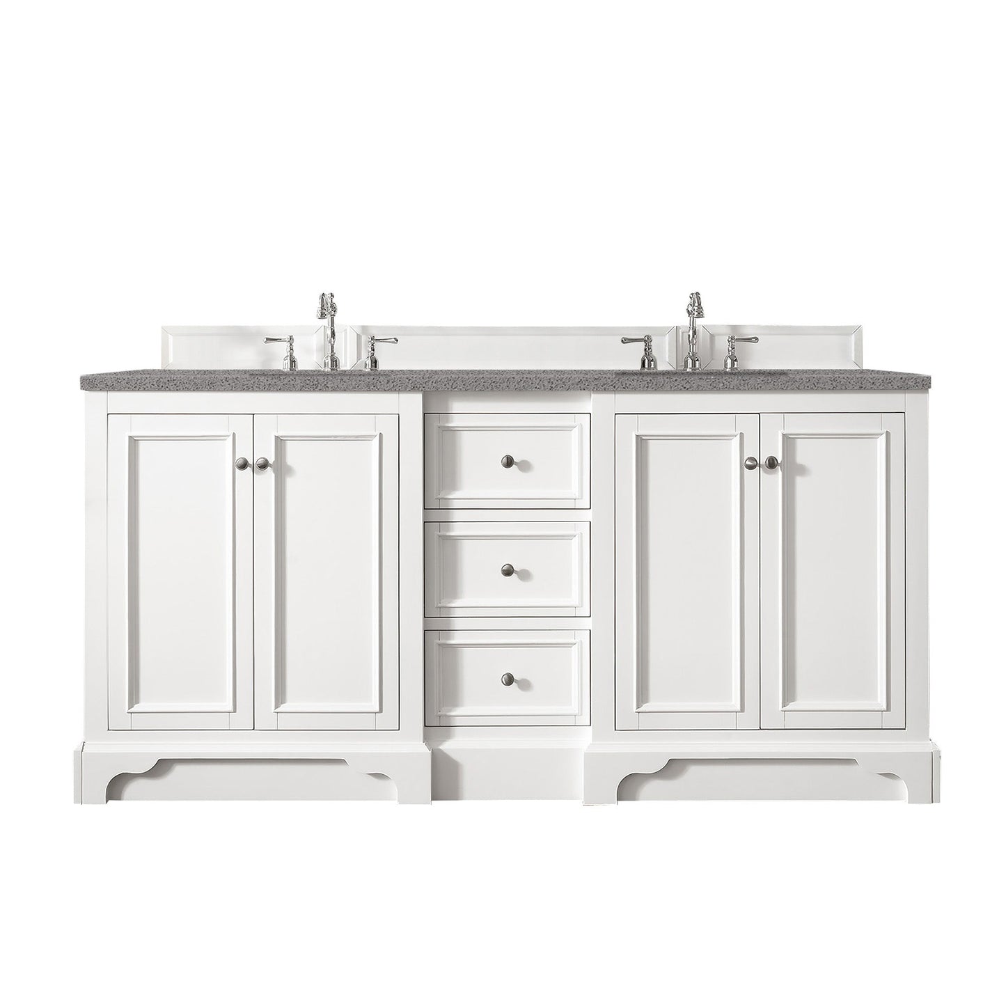 James Martin Vanities De Soto 72" Bright White Double Vanity With 3cm Grey Expo Quartz Top