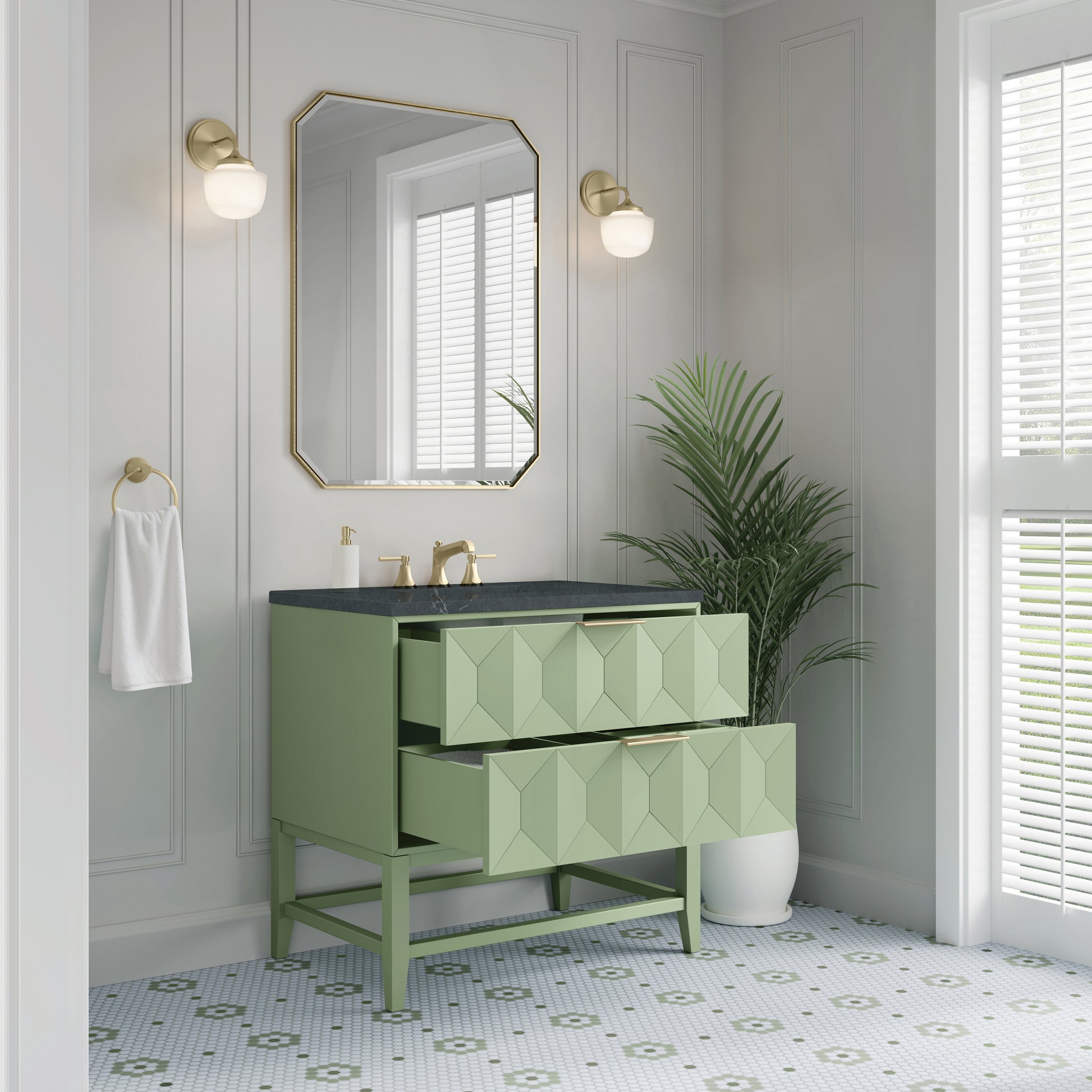 James Martin Vanities Emmeline 36" Pistachio Single Vanity With 3 cm Charcoal Soapstone Top