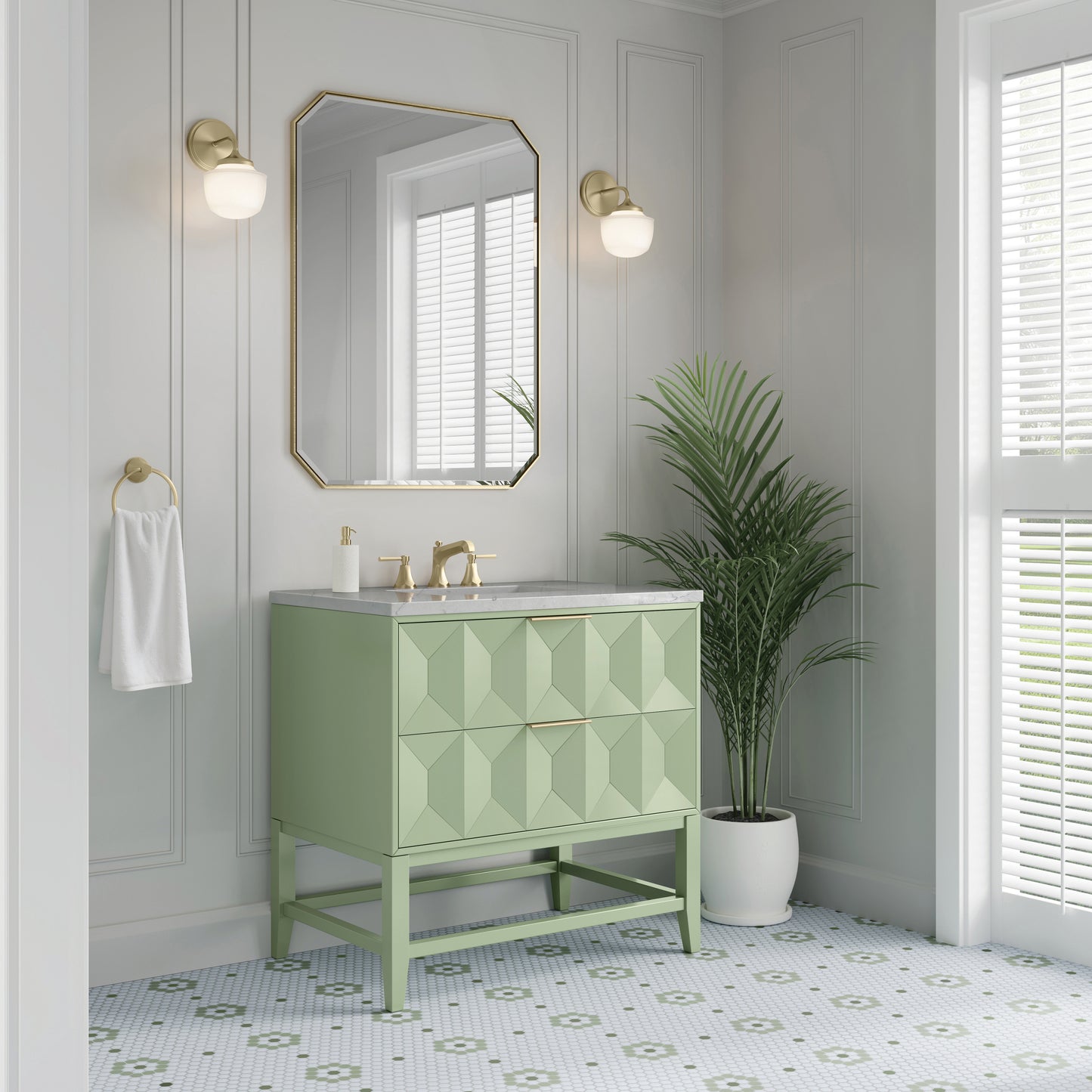 James Martin Vanities Emmeline 36" Pistachio Single Vanity With 3 cm Eternal Jasmine Pearl Top