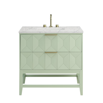 James Martin Vanities Emmeline 36" Pistachio Single Vanity With 3 cm Eternal Jasmine Pearl Top