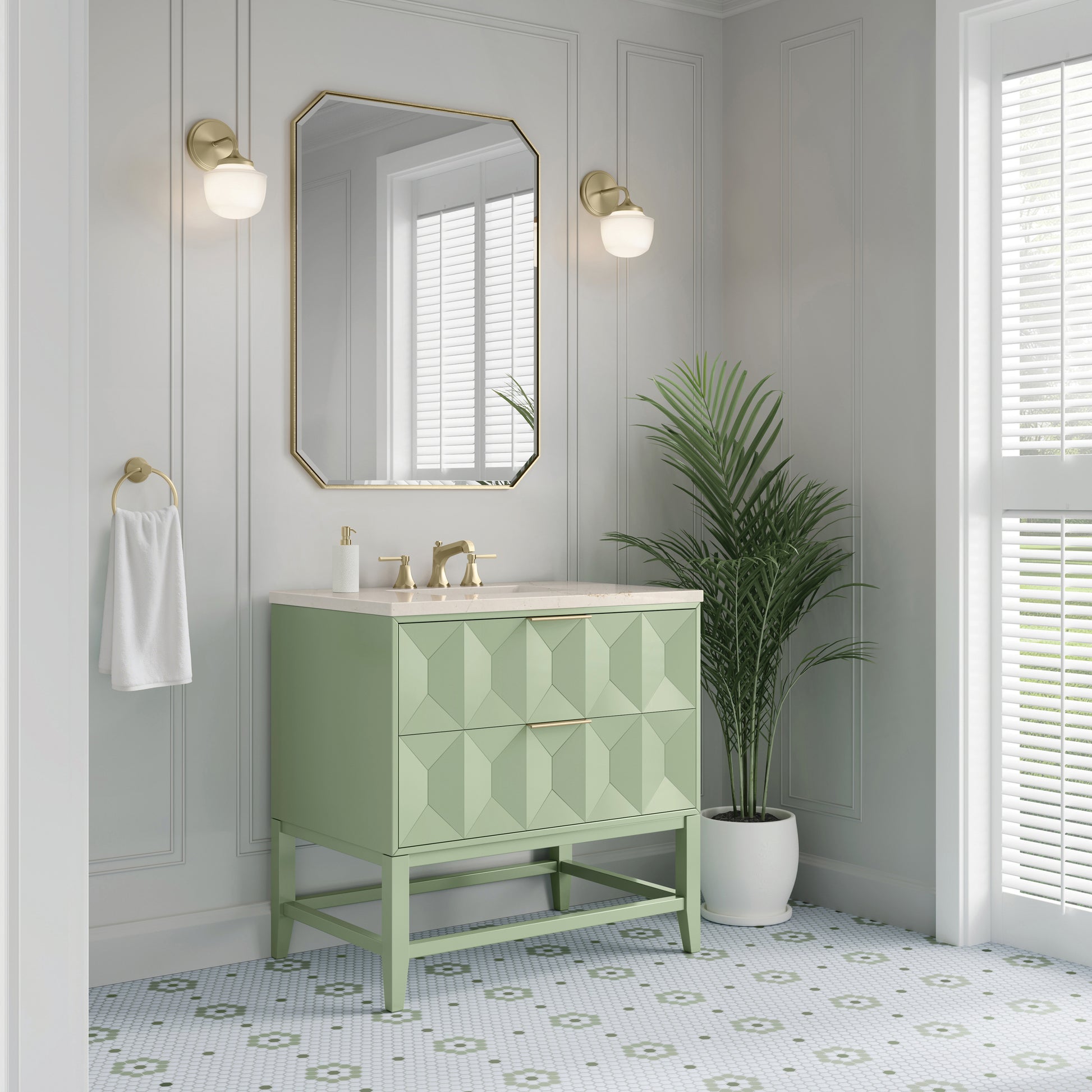 James Martin Vanities Emmeline 36" Pistachio Single Vanity With 3 cm Eternal Marfil Top