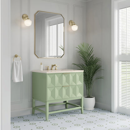 James Martin Vanities Emmeline 36" Pistachio Single Vanity With 3 cm Eternal Marfil Top