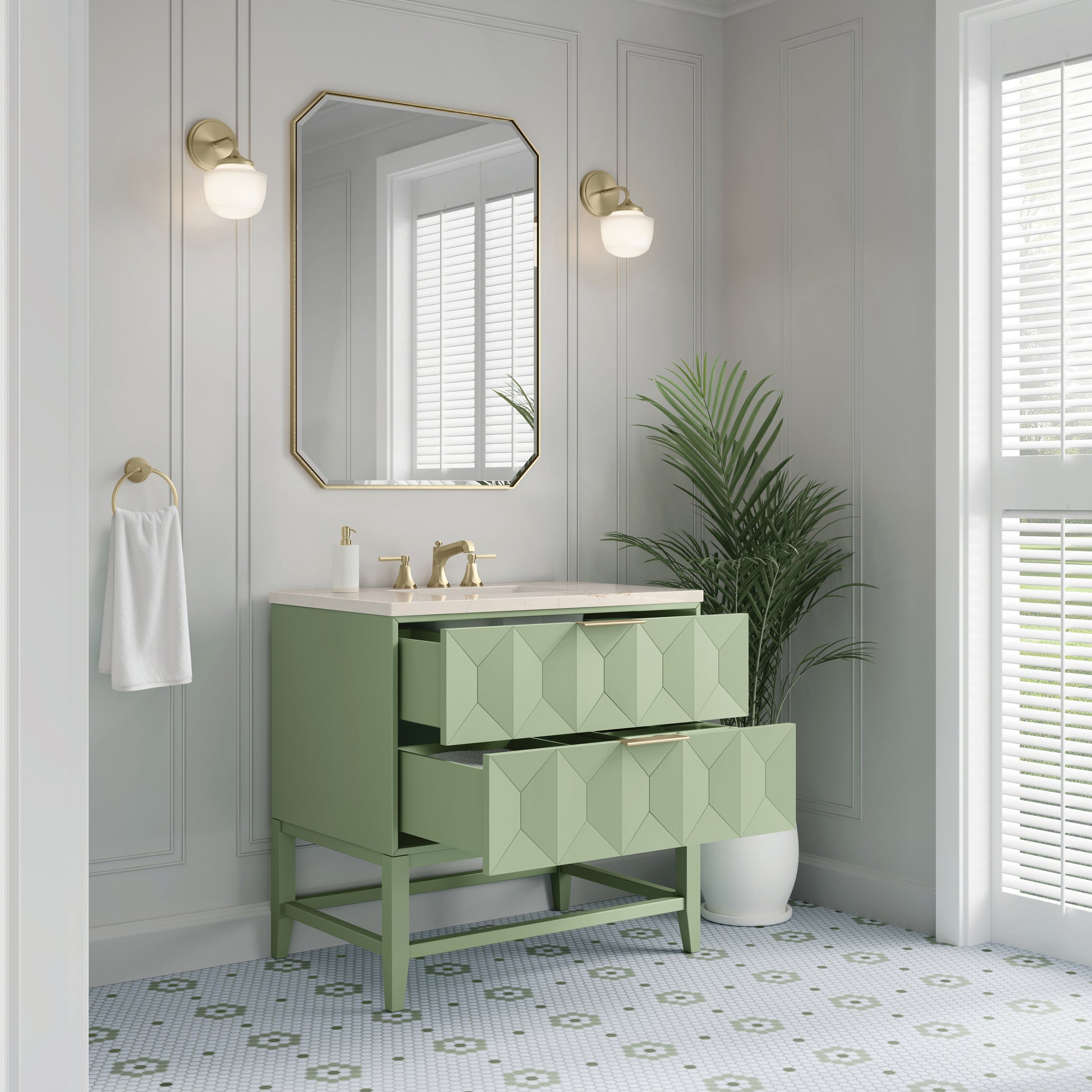 James Martin Vanities Emmeline 36" Pistachio Single Vanity With 3 cm Eternal Marfil Top