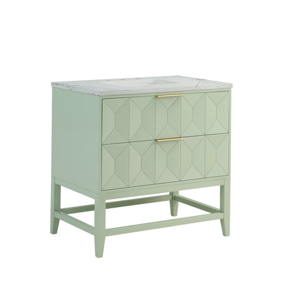 James Martin Vanities Emmeline 36" Pistachio Single Vanity With 3 cm Ethereal Noctis Top