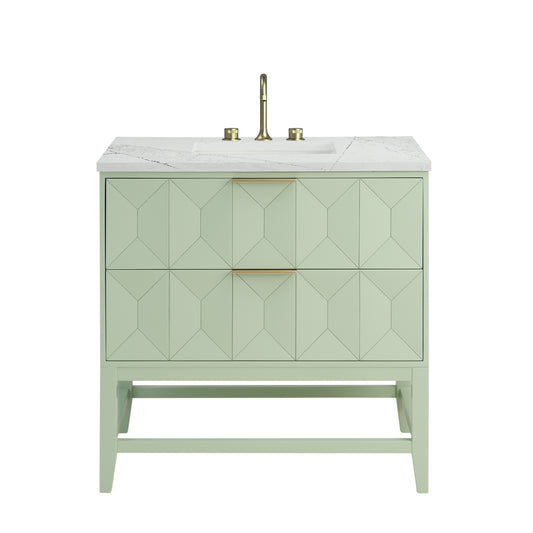 James Martin Vanities Emmeline 36" Pistachio Single Vanity With 3 cm Ethereal Noctis Top