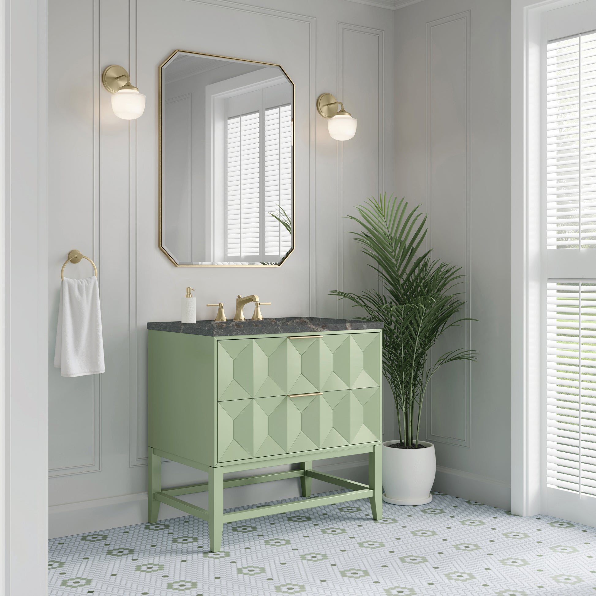 James Martin Vanities Emmeline 36" Pistachio Single Vanity With 3 cm Parisien Bleu Top