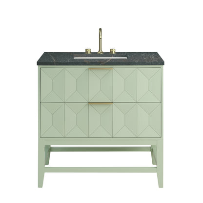 James Martin Vanities Emmeline 36" Pistachio Single Vanity With 3 cm Parisien Bleu Top