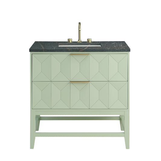 James Martin Vanities Emmeline 36" Pistachio Single Vanity With 3 cm Parisien Bleu Top