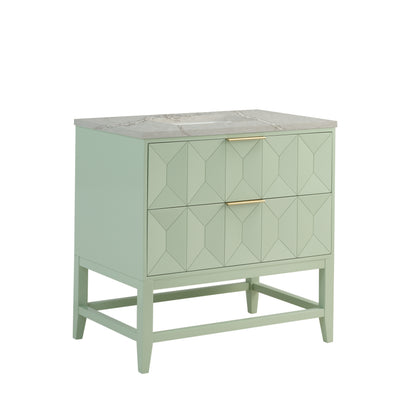 James Martin Vanities Emmeline 36" Pistachio Single Vanity With 3 cm Victorian Silver Top
