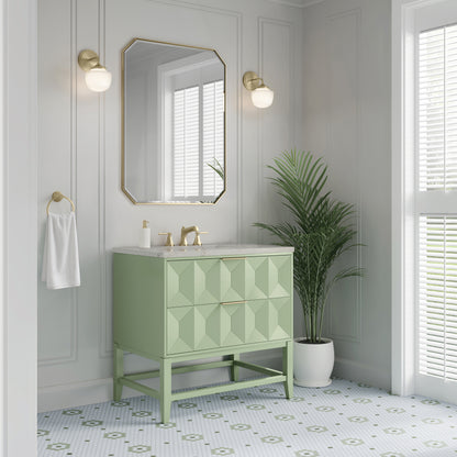 James Martin Vanities Emmeline 36" Pistachio Single Vanity With 3 cm Victorian Silver Top