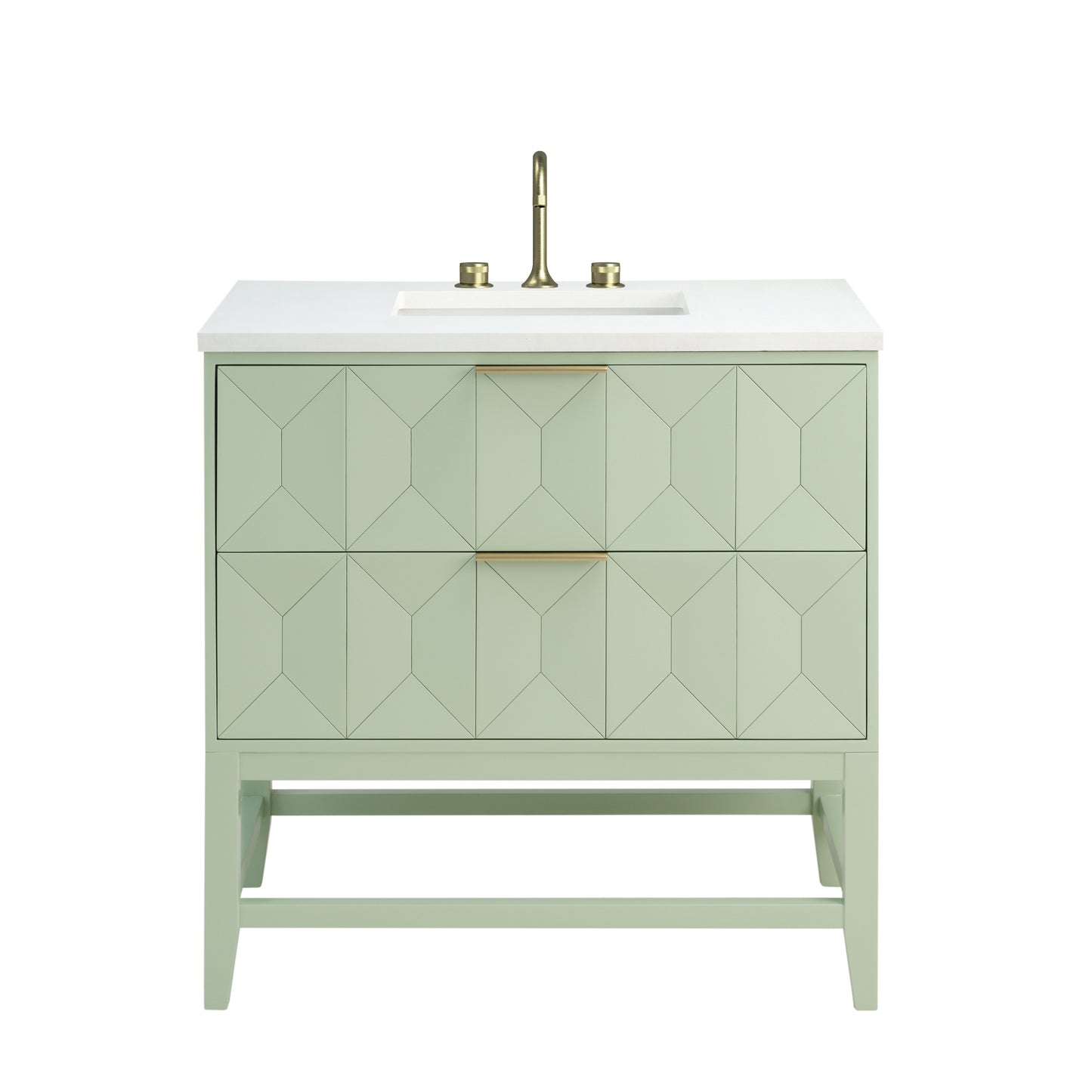 James Martin Vanities Emmeline 36" Pistachio Single Vanity With 3 cm White Zeus Top