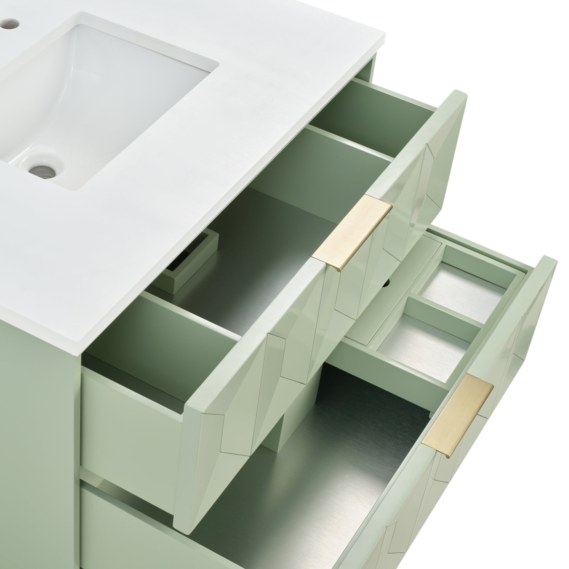 James Martin Vanities Emmeline 36" Pistachio Single Vanity With Single Hole 3 cm White Zeus Top & Backsplash