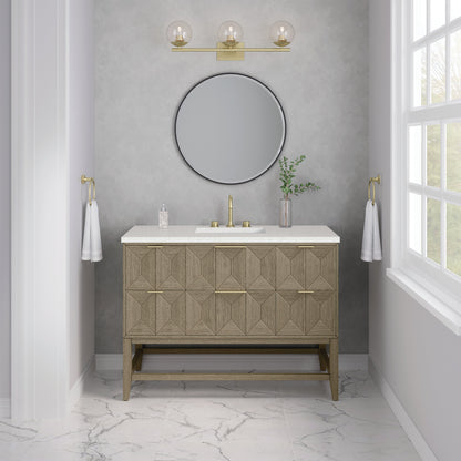 James Martin Vanities Emmeline 48" Pebble Oak Single Vanity With 3 cm Lime Delight Quartz Top