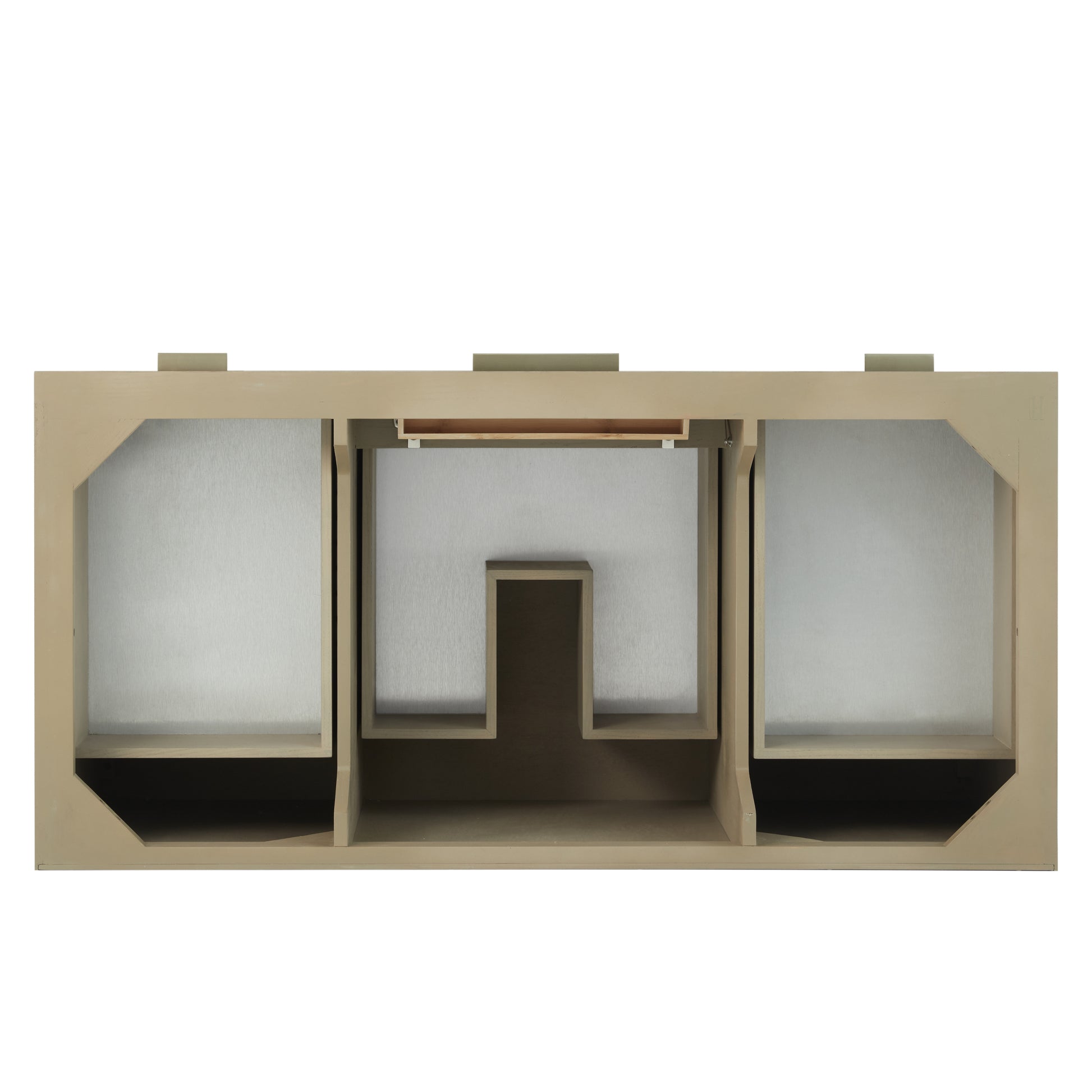 James Martin Vanities Emmeline 48" Pebble Oak Single Vanity With 3cm Victorian Silver Silestone Top With FreePower Wireless Charger