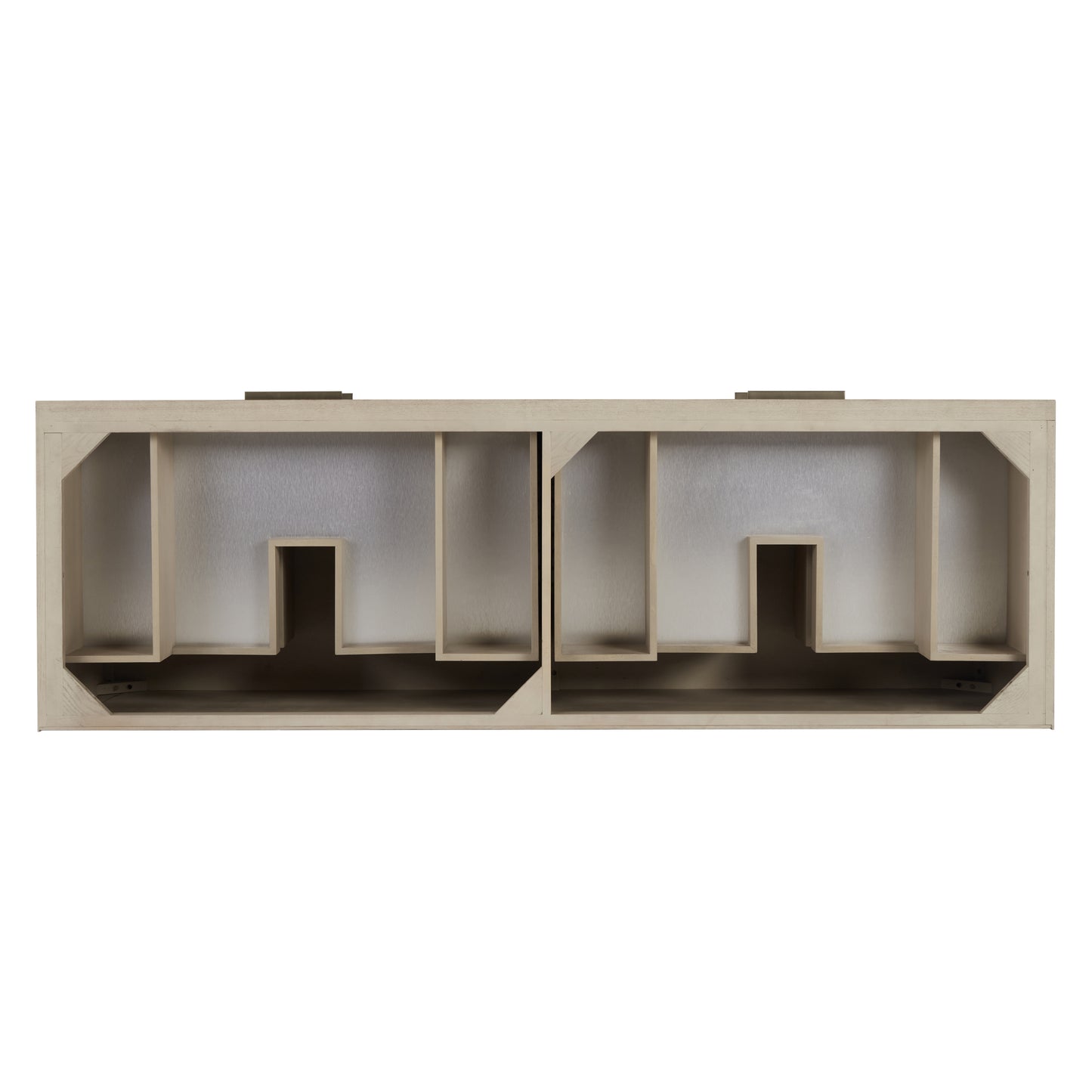 James Martin Vanities Emmeline 72" Pebble Oak Double Vanity With 3 cm Victorian Silver Top and FreePower Wireless Charger