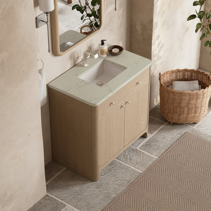 James Martin Vanities Gracyn 36" Coastal Driftwood Single Vanity With 3cm Victorian Silver Quartz Top