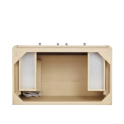 James Martin Vanities Gracyn 36" Coastal Driftwood Single Vanity With 3cm Victorian Silver Quartz Widespread Top