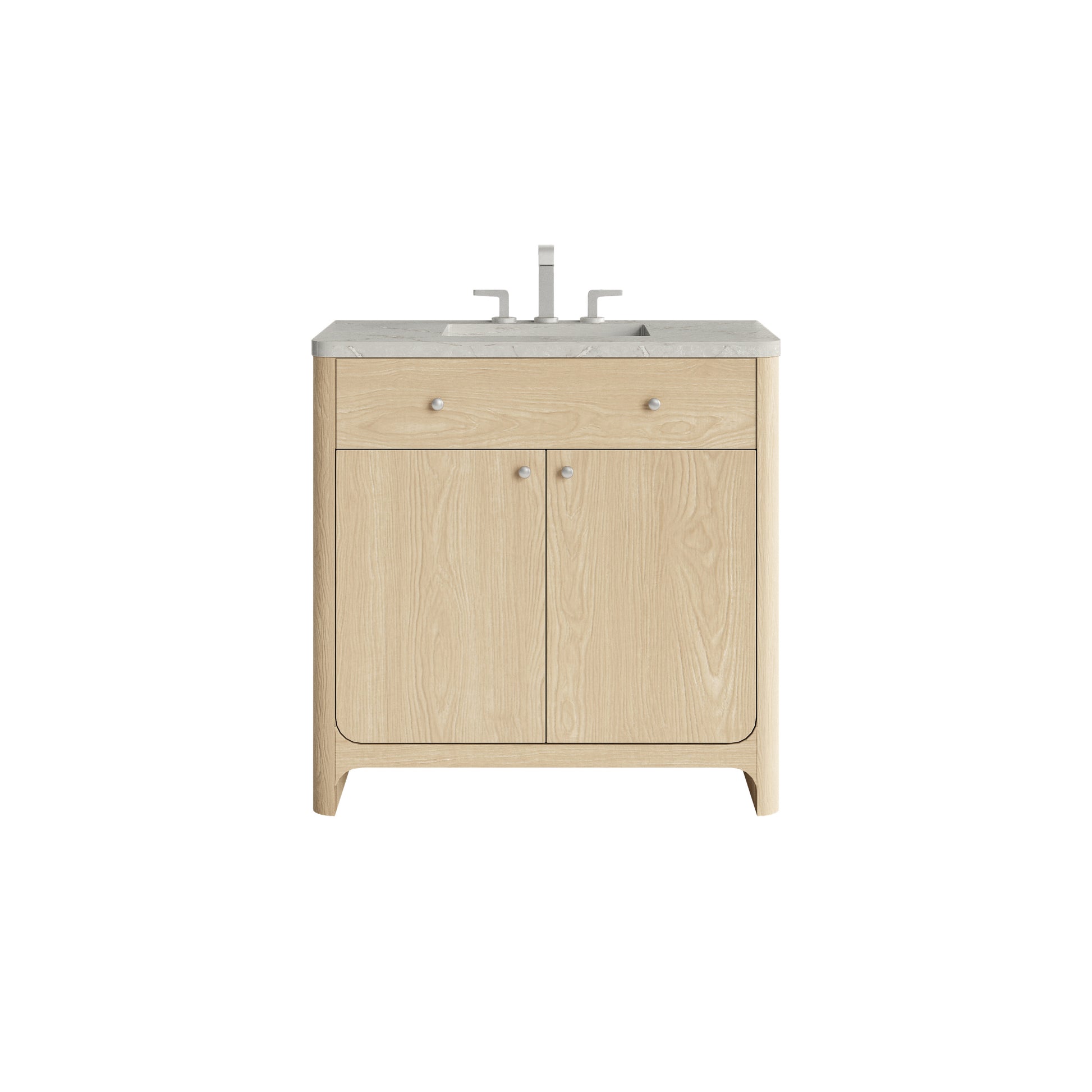 James Martin Vanities Gracyn 36" Coastal Driftwood Single Vanity With 3cm Victorian Silver Quartz Widespread Top