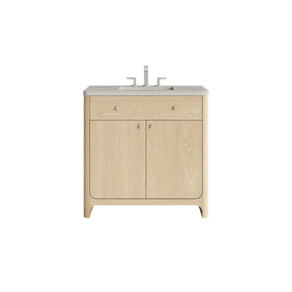 James Martin Vanities Gracyn 36" Coastal Driftwood Single Vanity With 3cm Victorian Silver Quartz Widespread Top